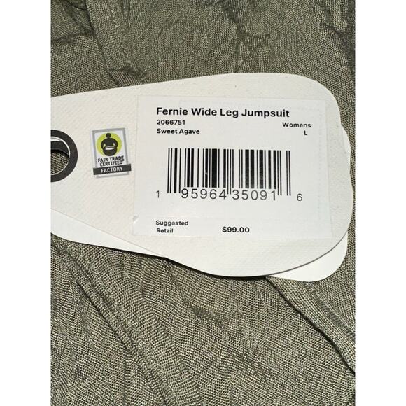 prAna Fernie Wide Leg Jumpsuit Romper Sweet Agave Large Beach Coverup NWT - Picture 5 of 14